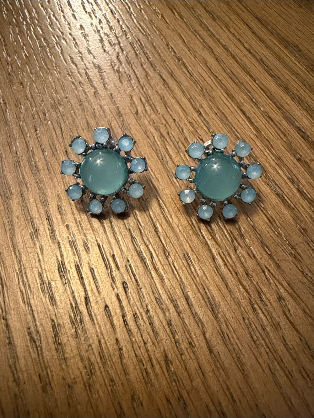 Vintage Earrings Blue Green Bubble Stud